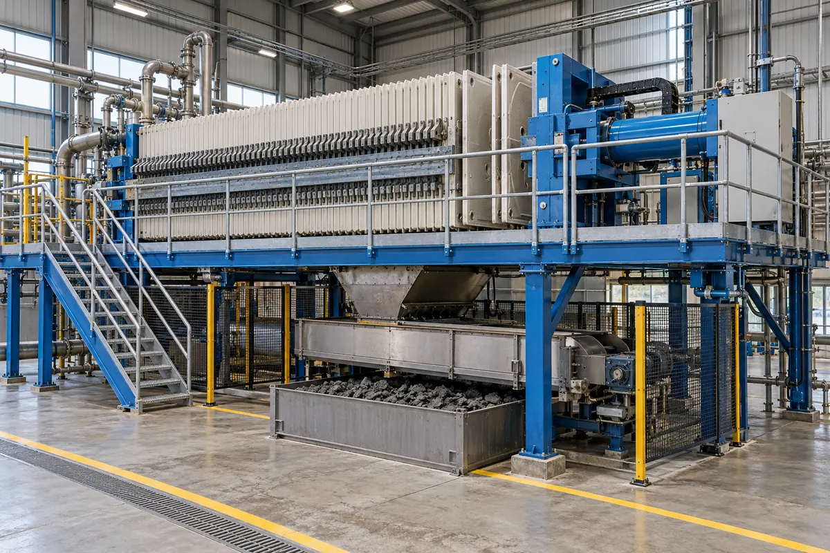 automatic filter press cake handling layout
