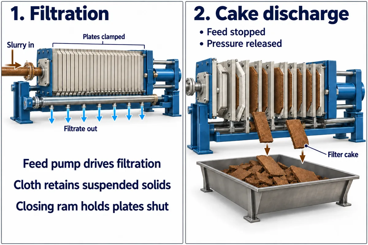 What Is Filter Press Used for? 6 Practical Applications 3 filter press filtration and cake discharge