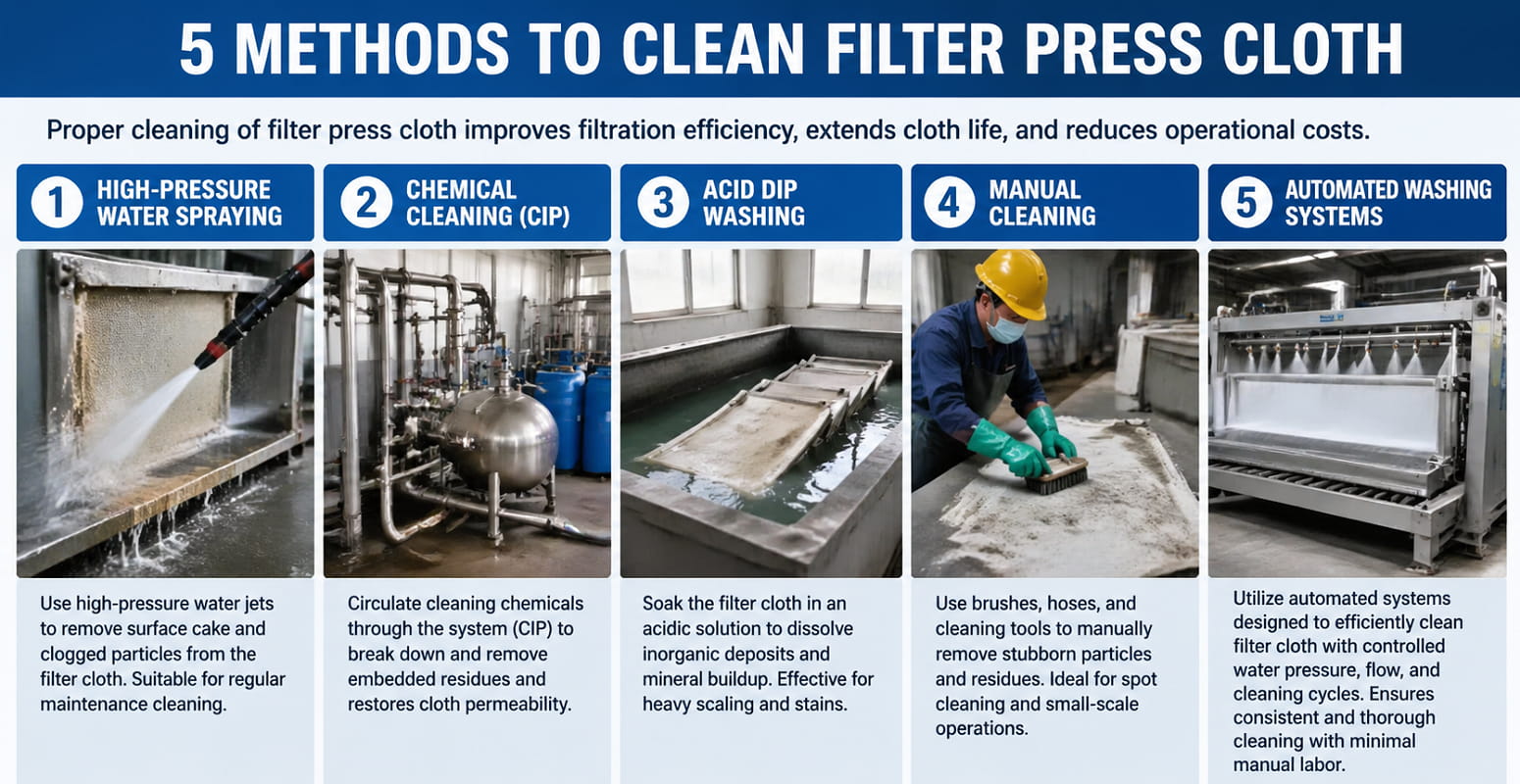 how to clean filter press cloth step by step