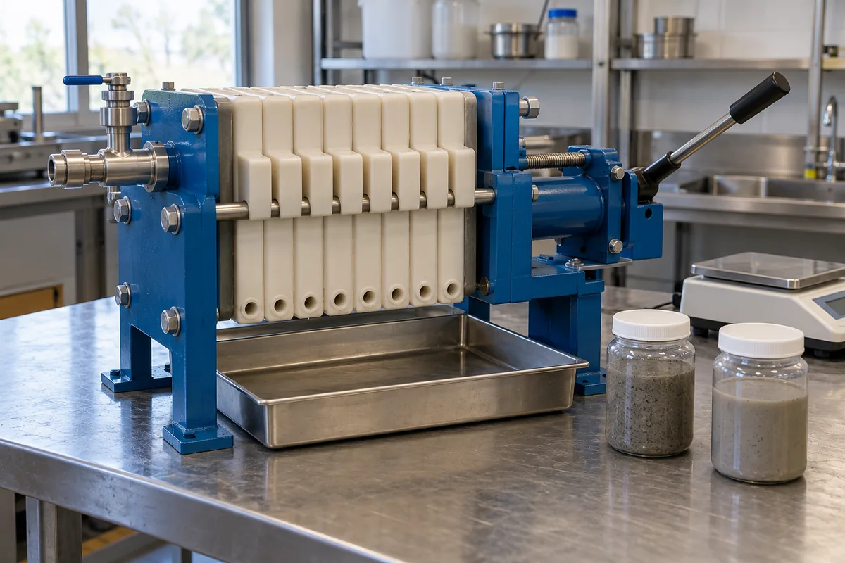 laboratory sludge filtration trial