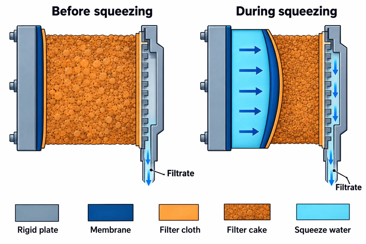 What Is a Membrane Filter Press? Working Principle, Benefits, and Selection Guide 2 membrane filter press squeeze principle