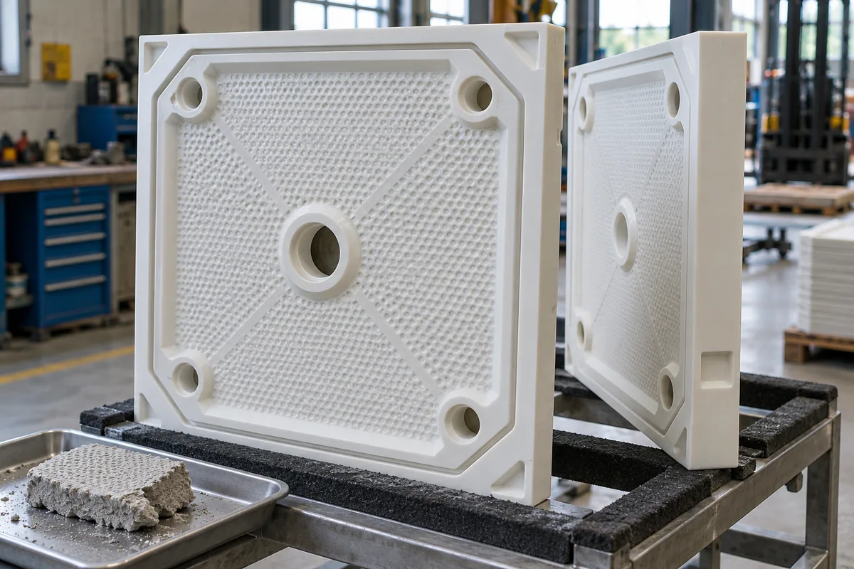 recessed filter plate chamber and cake