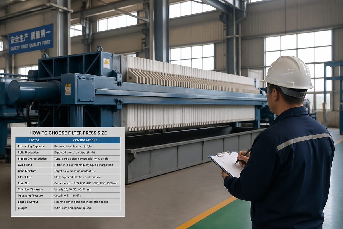 how to choose filter press size