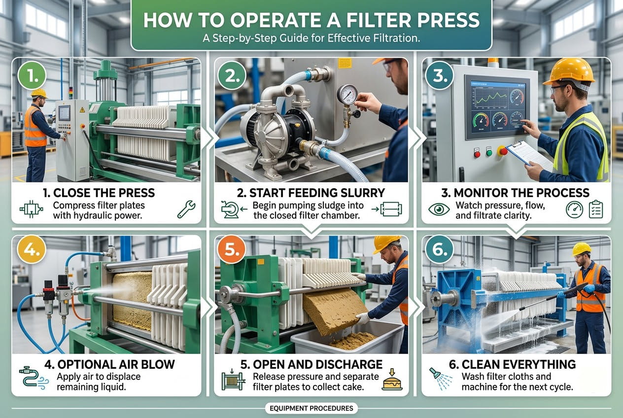 how to operate a filter press