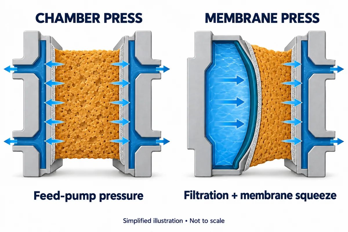membrane vs chamber filter press squeeze principle