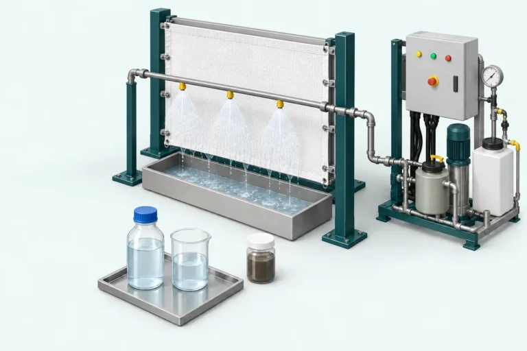 Illustration of filtrate sampling, cloth washing and utility controls considered in an operating review.